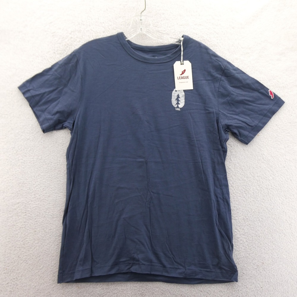 League T-Shirt Mens Large Vail Colorado Graphic Navy Blue Cotton Slub Tee Arbor
